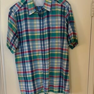 Southern Tide Short Sleeved Plaid Button Down - Large